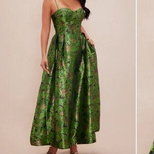 Fashion Nova Green Floral Midi Dress